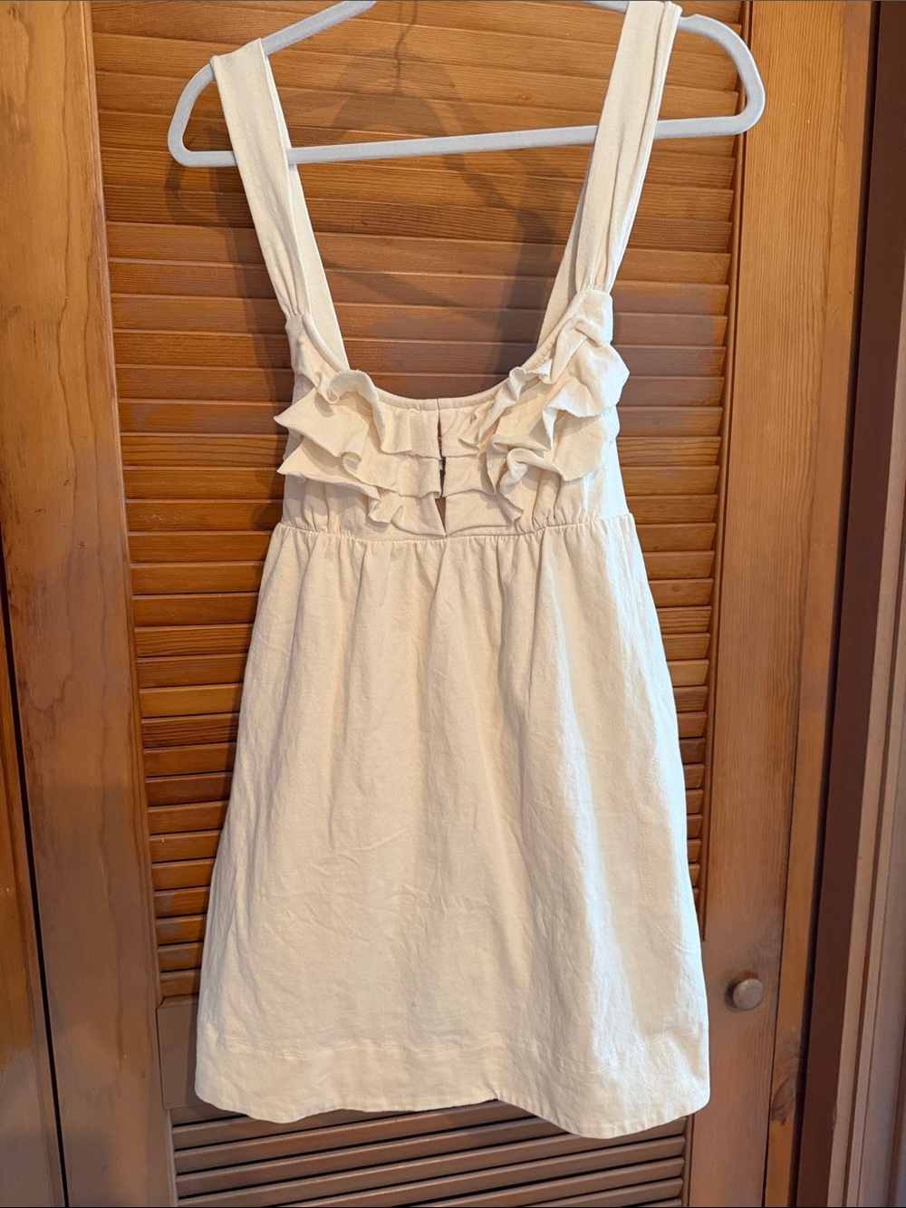 Free People Valley Sleeveless Ruffle Front Mini Dress in Cream Women's Med